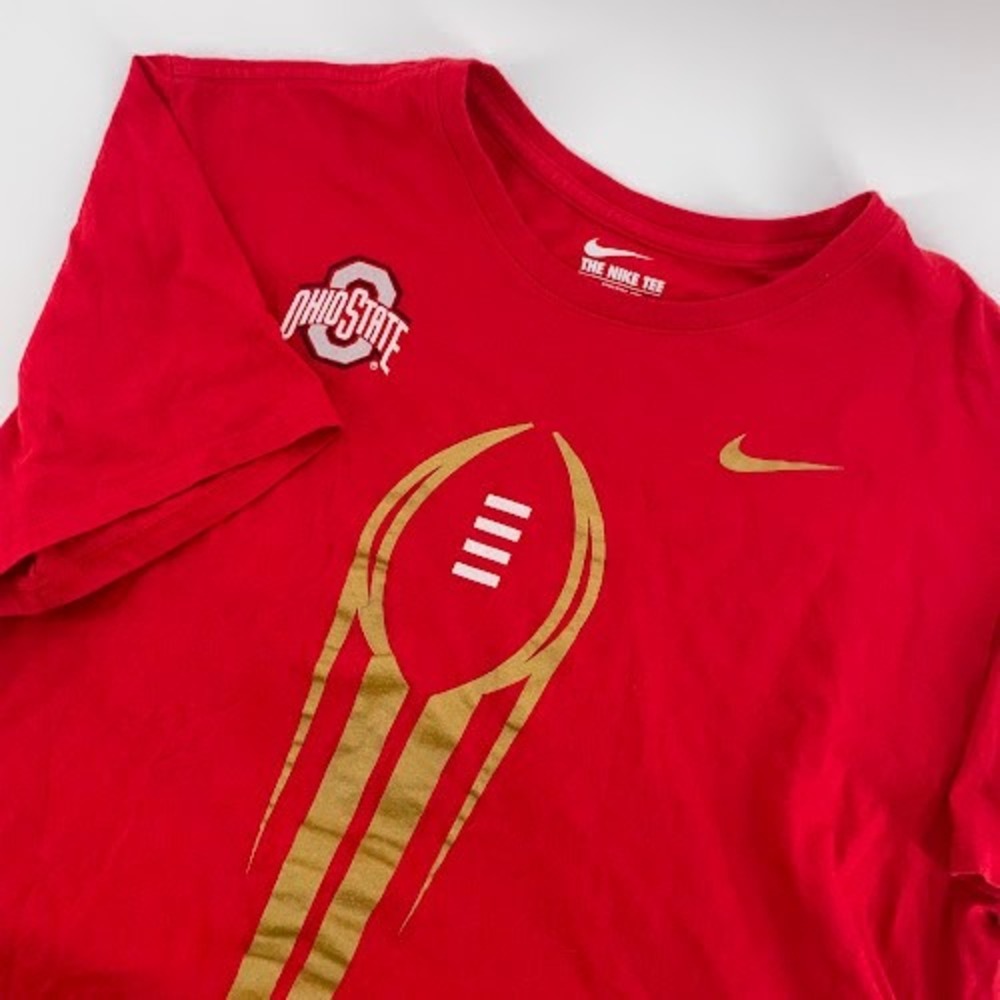 Nike Ohio State Buckeyes T-Shirt Mens XL Red Gold Trophy Graphic‎